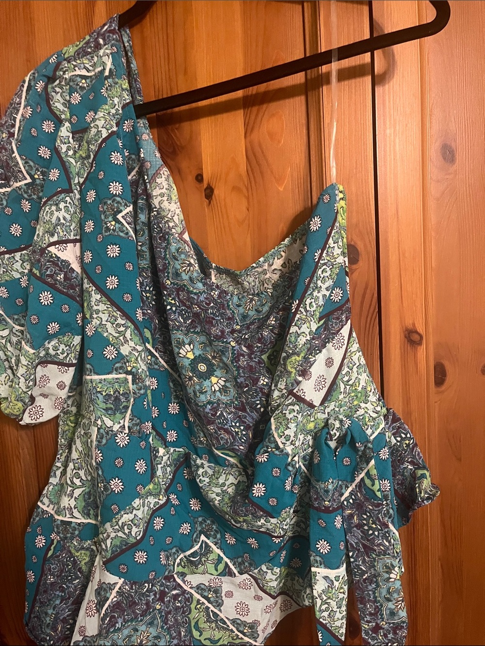 sofia by sofia vergara Teal Mixed Floral Off-Shoulder Blouse